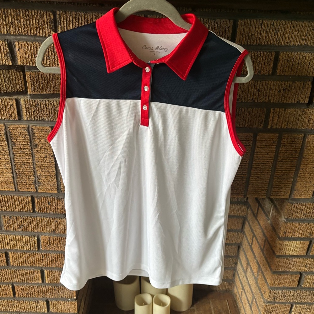 Court Haley Womens Sleeveless Polo Shirt Size Large